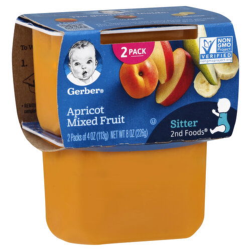 Gerber Natural for Baby Apricot Mixed Fruit, Sitter 2nd Foods, 2 Pack