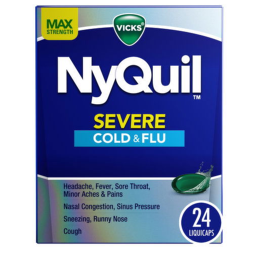 Vicks Severe Vicks NyQuil SEVERE Cold & Flu, LiquiCap Medicine, 24ct