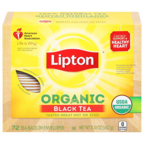 Lipton Black Tea, Organic, Tea Bags