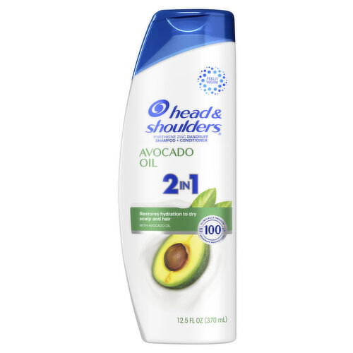 Head & Shoulders 2 in 1 Dandruff Shampoo and Conditioner, Anti-Dandruff Treatment, Avocado Oil for Dry Scalp and Hair, Paraben Free