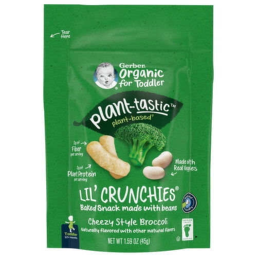 Gerber Organic for Toddler Lil' Crunchies, Cheezy Style Broccoli, Plant-Tastic, Toddler (12+ Months)