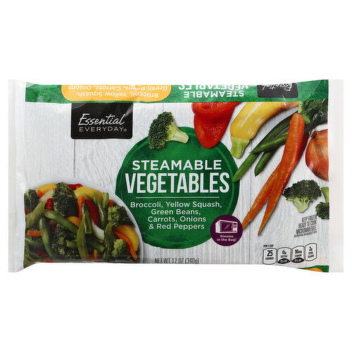 Essential Everyday Vegetables, Steamable, Broccoli, Yellow Squash, Green Beans, Carrots, Onions & Red Peppers