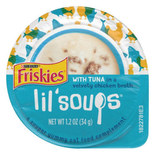 Friskies Lil' Soups Natural, Grain Free Wet Cat Food Complement, Lil' Soups With Tuna in Chicken Broth