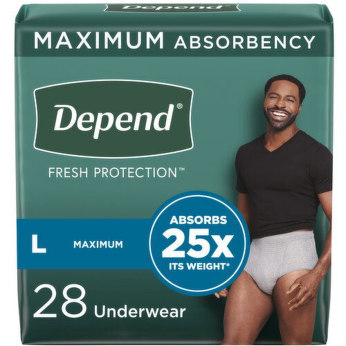 Depend Fresh Protection Incontinence Underwear for Men, Maximum Absorbency