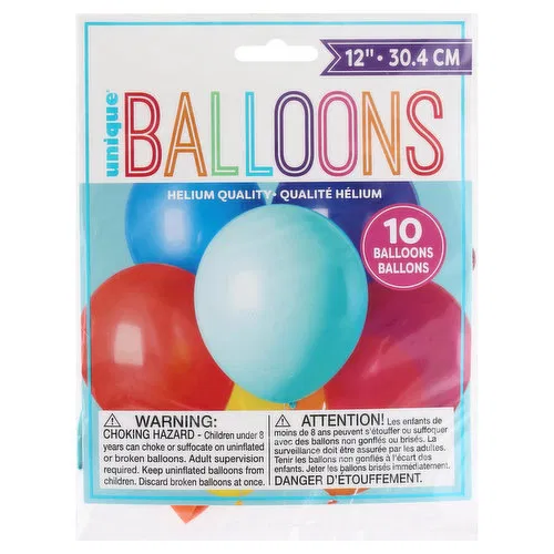 Unique Balloons, Assorted, 12 Inches