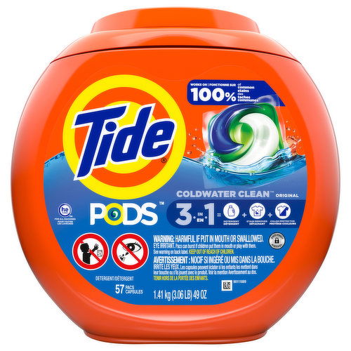 Tide Pods Detergent, 3 in 1, Original, Pacs