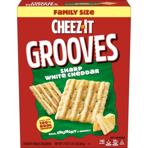 Cheez-It Grooves Crunchy Cheese Crackers, Sharp White Cheddar, Family Size