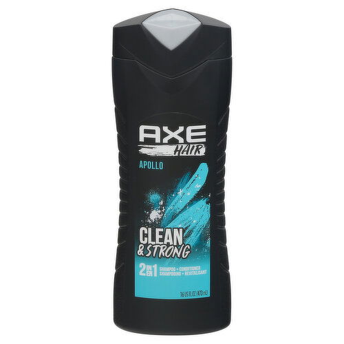 Axe Shampoo + Conditioner, 2 in 1, Apollo, Clean & Strong