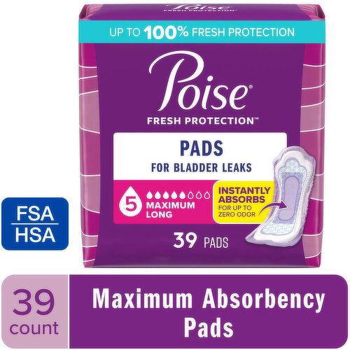 Poise Fresh Protection 5 Maximum Long Pads