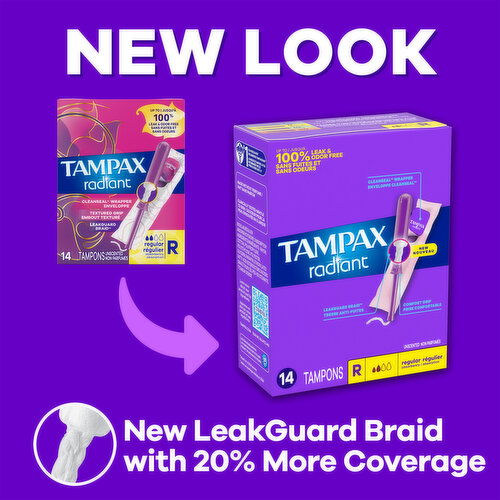 Tampax Radiant Tampax Radiant Tampons, with LeakGuard Braid, Super, 28 Count