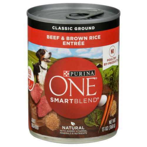 Purina One Smartblend Dog Food, Beef & Brown Rice Entree, Classic Ground, Adult