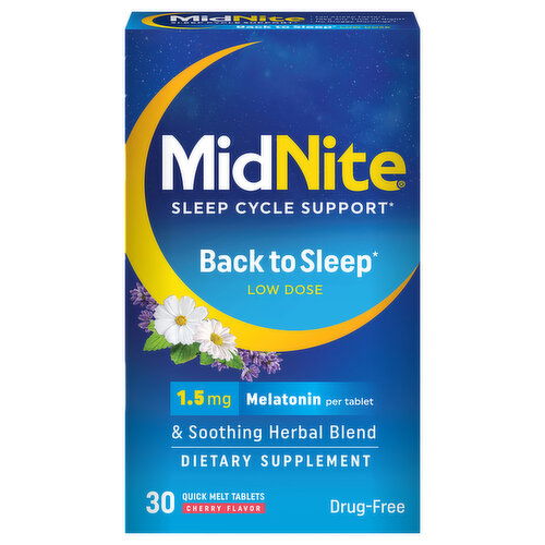 MidNite Melatonin, Low Dose, 1.5 mg, Tablets