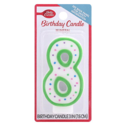 Betty Crocker Birthday Candle, Numeral 8, 3 Inch