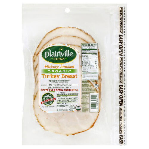 Plainville Farms Turkey Breast, Organic, Hickory Smoked