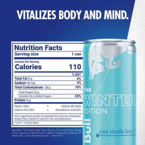 Red Bull Winter Edition Energy Drink Iced Vanilla Berry, with 80mg Caffeine, Taurine & B Vitamins