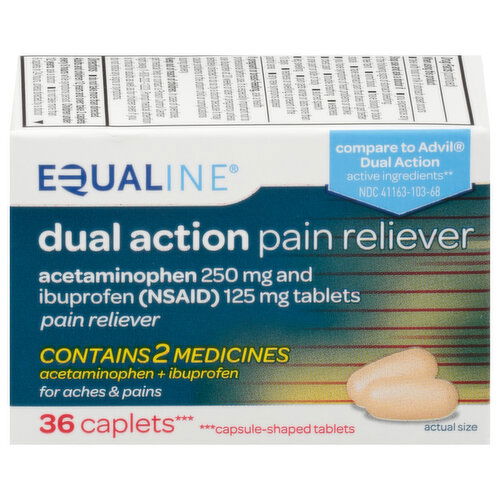 Equaline Pain Reliever, Dual Action, Caplets