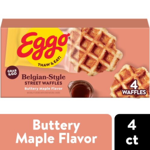 Eggo Waffles Frozen Belgian-Style Street Waffles, Buttery Maple Flavor