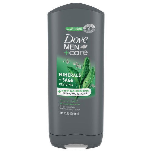 Dove Men+Care Body + Face Wash, Reviving, Minerals + Sage