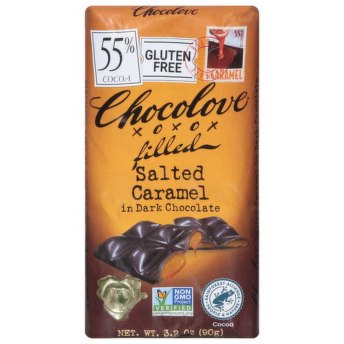 Chocolove Salted Caramel, In Dark Chocolate, Filled