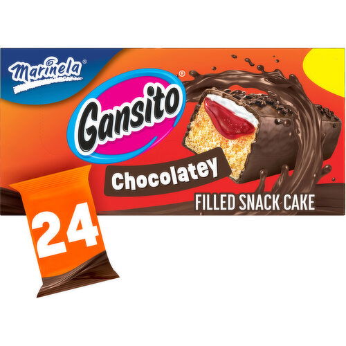 Marinela Gansito Strawberry Chocolate Flavored Covered Filled Snack Cake, 24 packs, (1 ct each), 42.24 lbs  Case