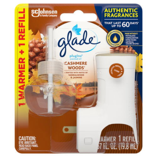 Glade PlugIns Warmer + Refill, Cashmere Woods