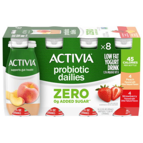 Activia Yogurt Drink, Low Fat, Peach/Strawberry