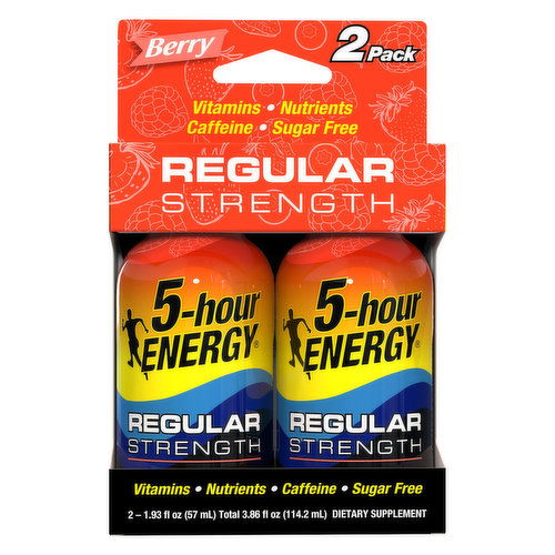 5-Hour Energy Energy Shot, Regular Strength, Berry, 2 Pack