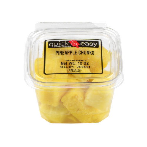 Quick and Easy Pineapple Chunks, Fresh Cut, 12 Ounce