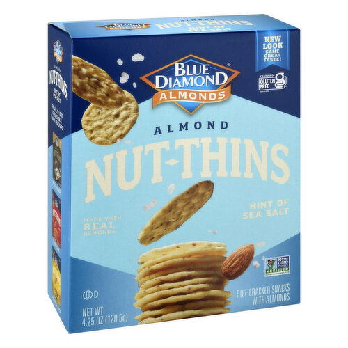 Blue Diamond Nut-Thins Rice Crackers Snacks with Almonds, Hint of Sea Salt