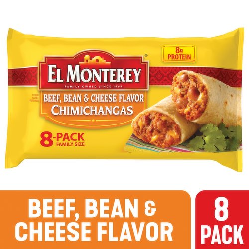 El Monterey Chimichangas, Beef, Bean & Cheese Flavor, 8-Pack, Family Size