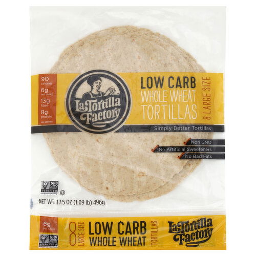 La Tortilla Factory Tortillas, Whole Wheat, Low Carb, Large Size