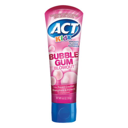 ACT Kids Toothpaste, Anticavity Fluoride, Bubble Gum Blowout