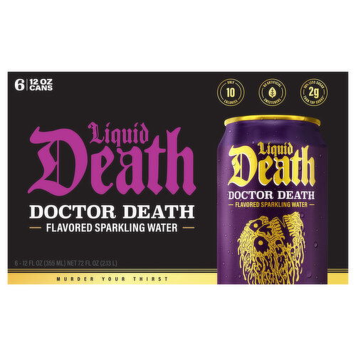 Liquid Death Flavored Sparkling Water, Doctor Death