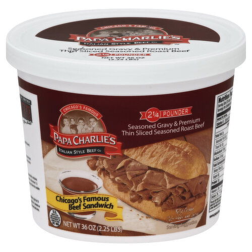 Papa Charlie's Gravy & Roast Beef, Seasoned, Thin Sliced, 2-1/4 Pounder