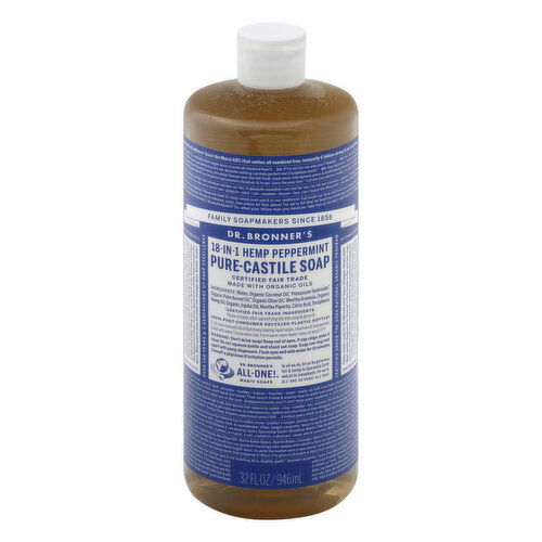 Dr Bronners Soap, Pure-Castile, 18-in-1, Hemp Peppermint