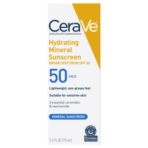 CeraVe Broad Spectrum SPF 50 Hydrating Mineral Sunscreen