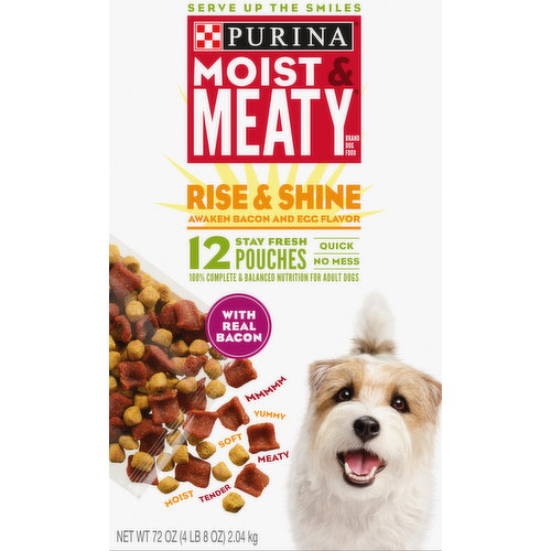 Moist & Meaty Dog Food, Rise & Shine, Awaken Bacon & Egg Flavor