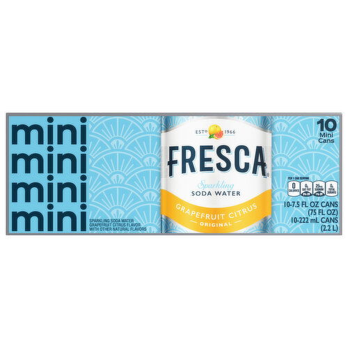 Fresca Soda Water, Sparkling, Grapefruit Citrus, Mini