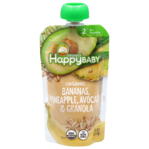 Happy Baby Organics Organic 2 (6+ Months) Banana, Pineapple, Avocado & Granola Baby Food