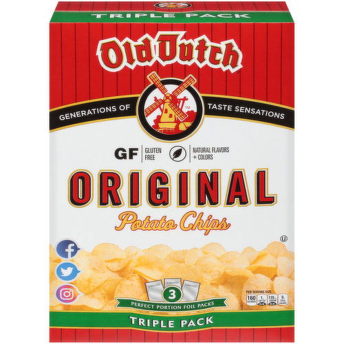 Old Dutch Foods Original Potato Chips Triple Pack