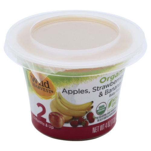 Wild Harvest Baby Food, Organic, Apple, Strawberries & Bananas, 2 (6 Months & Up)