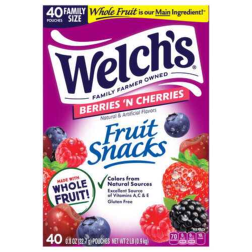 Welch's Fruit Snacks, Berries 'n Cherries, Family Size