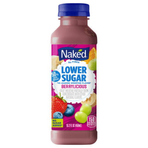 Naked Fruit Smoothie, Lower Sugar, Berrylicious