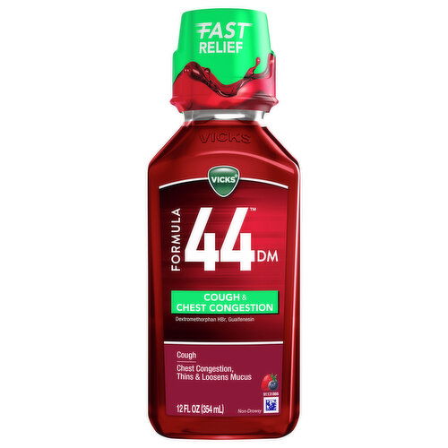 Vicks Vicks Formula 44 DM Cough & Congestion Liquid, Cough Medicine for Adults, Berry, 12 fl oz