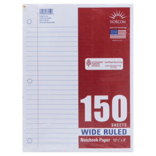 Norcom Notebook Paper, Wide Ruled