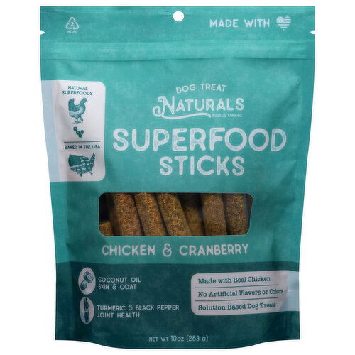 Dog Treat Naturals Superfood Sticks Chicken & Cranberry Dog Treats
