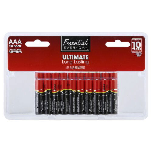 Essential Everyday Batteries, Alkaline, AAA, 20 Pack