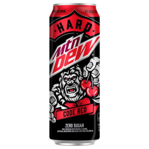 Hard Mtn Dew Malt Beverage, Zero Sugar, Code Red