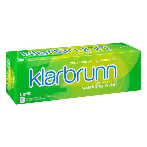 Klarbrunn Sparkling Water, Lime, 12 Pack