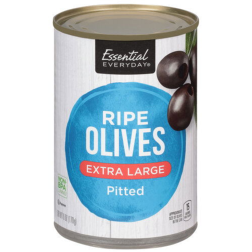 Essential Everyday Olives, Ripe, Pitted, Extra Large